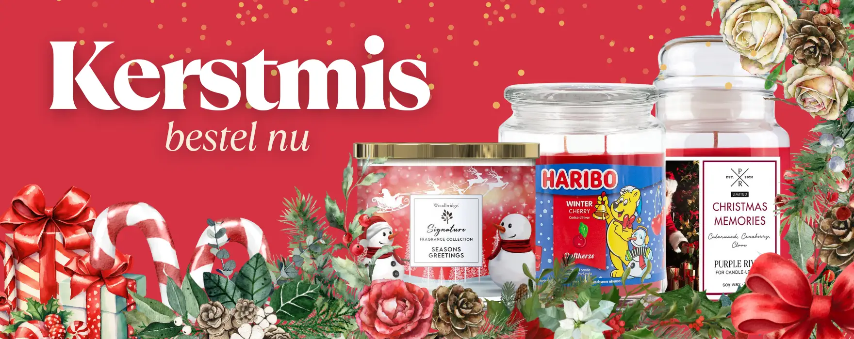 Kerstcollectie geurkaarsen - kaarsenfabrikant, kaarsengroothandel, kaarsendistributeur CWStore
