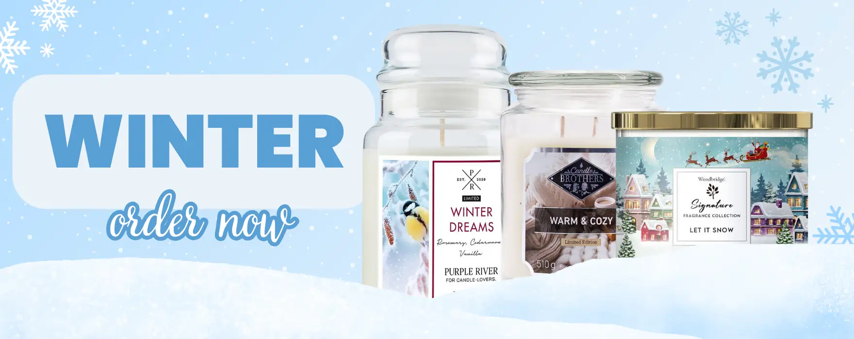 Winter collection of scented candles - candle manufacturer, candle wholesaler, candle distributor CWStore