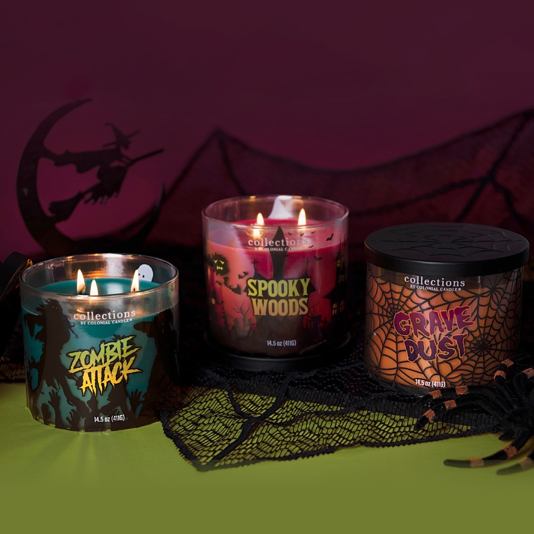 Halloween scented soy candles from Colonial Candle