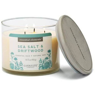 Natural vela aromática con aceites esenciales Candle-lite Essential Elements - Sea Salt Driftwood