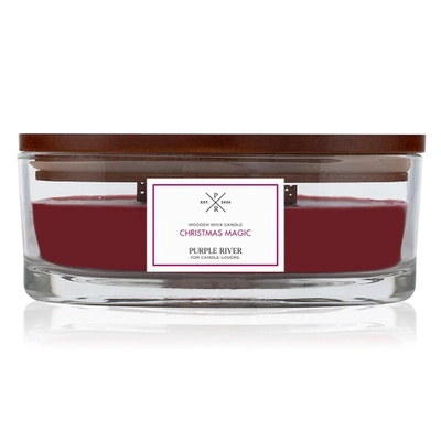 Purple River Oval Elegance bougie de Noël parfumée avec mèche en bois 310 g - Christmas Magic