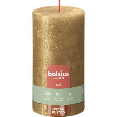 Bolsius Rustic Metallic trunk candle 130/68 mm - Gold