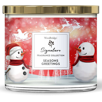 Woodbridge Signature Collection grote geurkaars met 3 lonten in glas 410 g - Seasons Greetings