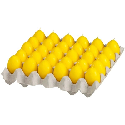 Présentoir bougies œufs de Pâques 30 pcs 60/45mm - Jaune