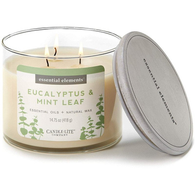 Natural scented candle with essential oils Candle-lite Essential Elements - Eucalyptus Mint Leaf