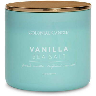 Colonial Candle Pop Of Color geurkaars van sojabonen in glas 3 lonten 14,5 oz 411 g - Vanilla Sea Salt
