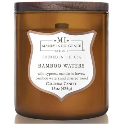 Soja geurkaars voor heren houten lont Colonial Candle - Bamboo Waters