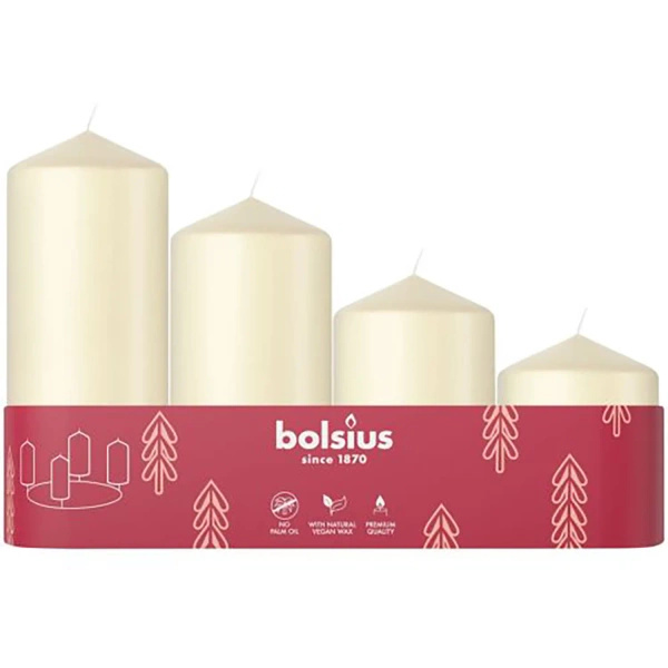 Bolsius geurkaars stompkaars advent 4 stuks set mix - Crème