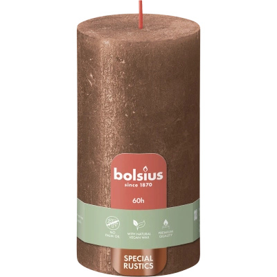 Bolsius Rustic Bougie tronc métallique 130/68 mm - Cuivre