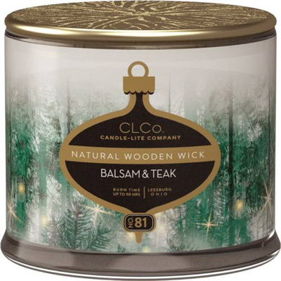 Świąteczna świeca zapachowa drewniany knot Candle-lite CLCo 396 g - No. 81 Balsam Teak