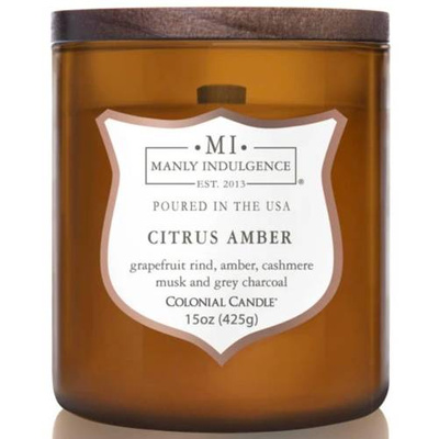 Candela di soia profumata da uomo stoppino di legno Colonial Candle - Citrus Amber