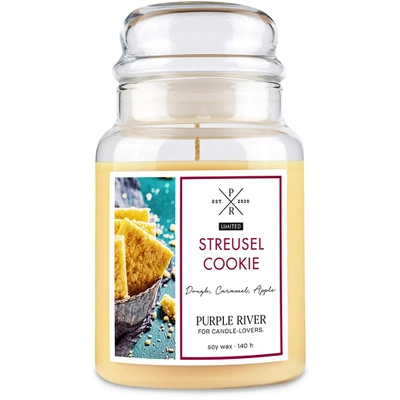 Bougie parfumée de soja en verre Purple River 623 g - Streusel Cookie