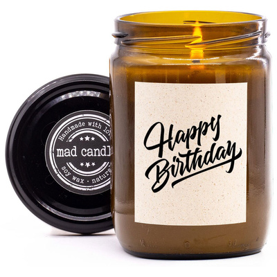 Bougie cadeau soja parfumé Mad Candle 360 g - Tous Mes Vœux Happy Birthday