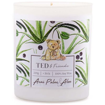 Candela profumata alla soia in vetro Ted Friends 220 g - Acai Palm Aloe