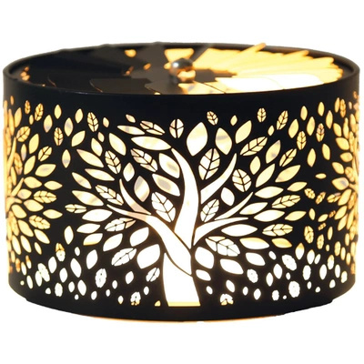 Draaibare Kaars deksel metaal Woodbridge - Tree Of Life Black and Gold