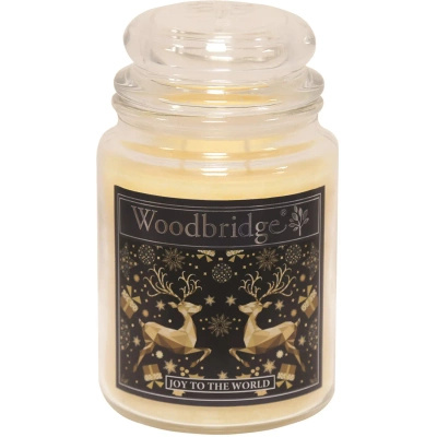 Grote geurkaars in glazen pot met twee lonten Exotic Blossom Woodbridge Candle 565 g