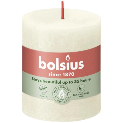 Bolsius Rustic świeca pieńkowa 80/68 mm - Soft Pearl