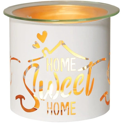 Woodbridge metalowy kominek do wosku olejku świecznik 2w1 Home Sweet Home White And Gold