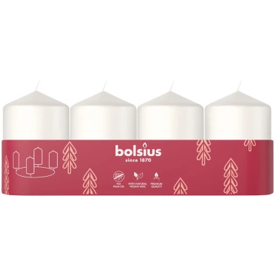 Bolsius stump candles 4 pcs 60/40 mm - White