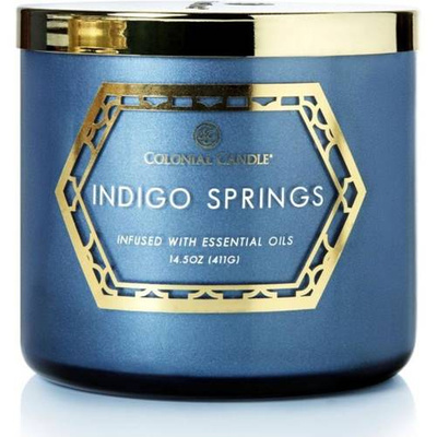 Kerst geurkaars soja met 3 lonten Colonial Candle 411 g - Indigo Springs