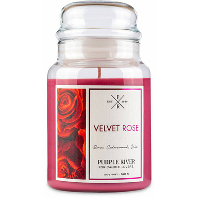 Purple River bougie parfumée de soja en verre 623 g - Velvet Rose