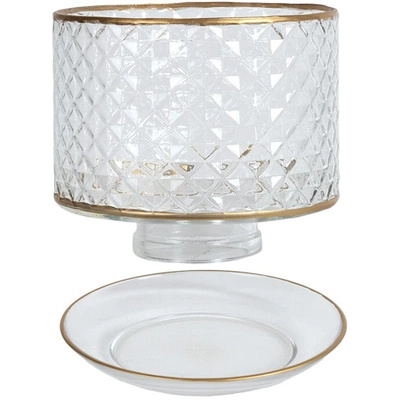 Glass candle shade and candle tray Woodbridge - Clear and Gold