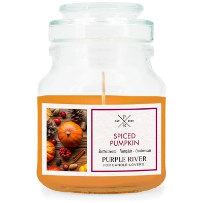 Purple River sojų kvapo žvakė stiklinėje 113 g - Spiced Pumpkin