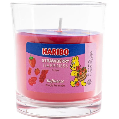 Scented candle in glass Haribo 135 g - Strawberry Happiness