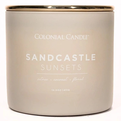 Kvapnioji stiklinė sojų žvakė Colonial Candle Pop of Color 411 g - Sandcastle Sunsets