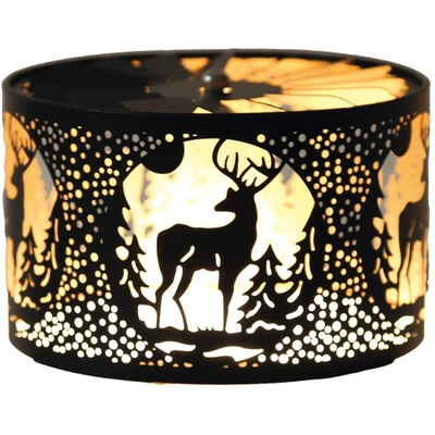 Otočný veko sviečky kovový Woodbridge - Stag Black and Gold