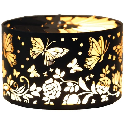 Obrotowa nakładka na świece metalowa Woodbridge - Butterfly Black and Gold