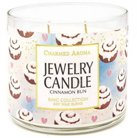 Charmed Aroma jewel soy scented candle with Ring 12 oz 340 g - Cinnamon Bun