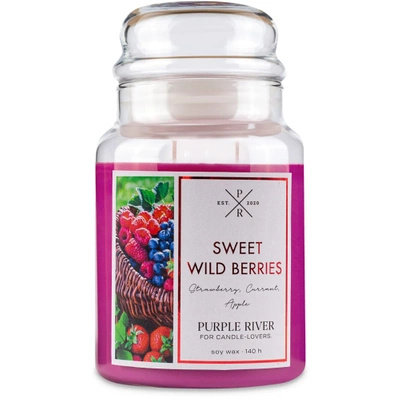 Candela di soia profumata in vetro Purple River 623 g - Sweet Wild Berries