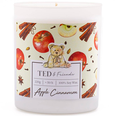 Sojowa świeca zapachowa w szkle Ted Friends 220 g - Apple Cinnamon