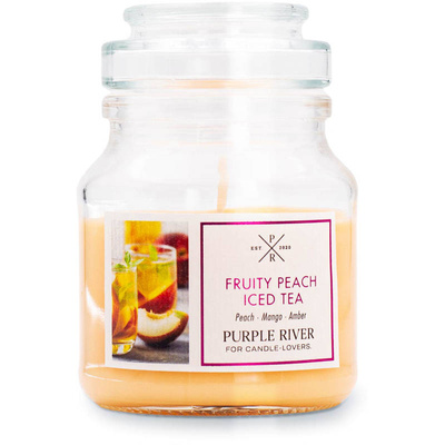 Soja geurkaars Fruity Peach Iced Tea Purple River 113 g