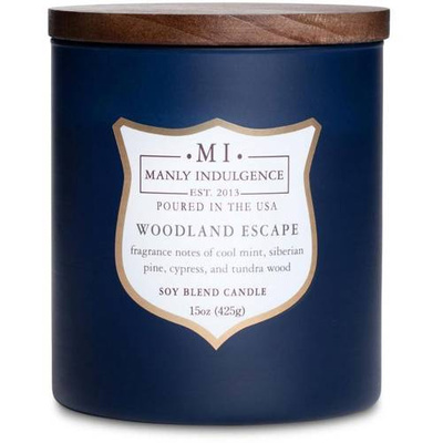 Vyriška sojų kvapo žvakė medinė dagtis Colonial Candle - Woodland Escape