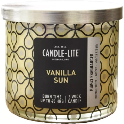 Natuurlijke geurkaars 3 lonten Candle-lite Everyday 396 g - Vanilla Sun