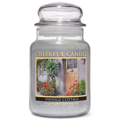 Cheerful Candle didelė kvapni žvakė stikliniame indelyje 2 dagčiai 24 uncijos 680 g - Vintage Cottage