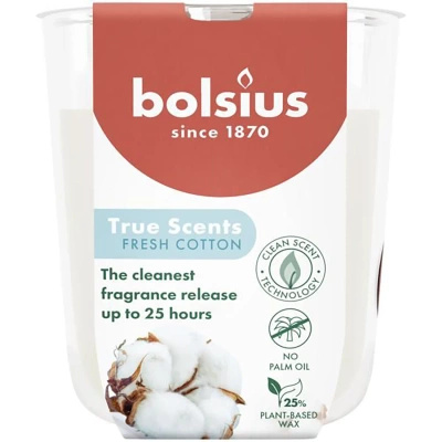 Bolsius True Scents kvapnioji stiklinė žvakė 80/73 mm - Fresh Cotton Fresh Cotton