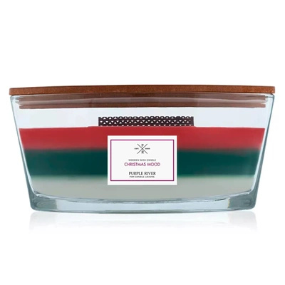 Purple River Ellipse Tricolor 453 g scented candle with wooden wick - Christmas Mood