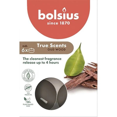 Bolsius True Scents tealights profumati 6 pz - Oud Wood