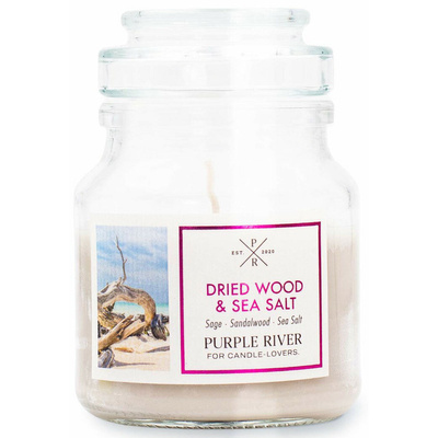 Kvepianti sojų žvakė Dried Wood Sea Salt Purple River 113 g