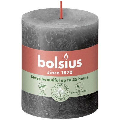 Bolsius Rustic 80/68 mm trunk candle - Stormy Grey