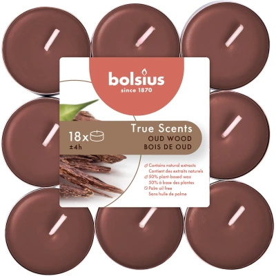 Bolsius True Scents tealight profumati 18 pezzi - Legno di Oud