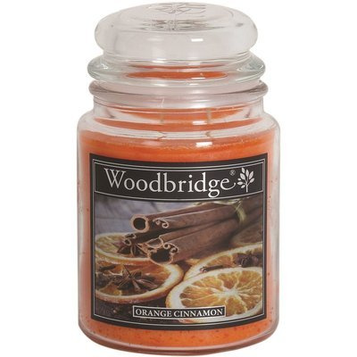 Bougie parfumée de Noël en verre grand Woodbridge - Orange Cinnamon