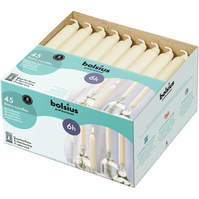Bolsius bougies de table 45 pcs 180/21,3 mm - Crème
