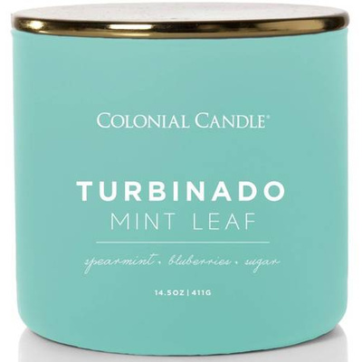 Colonial Candle Pop Of Color bougie de soja parfumée en verre 3 mèches 14.5 oz 411 g - Turbinado Mint Leaf