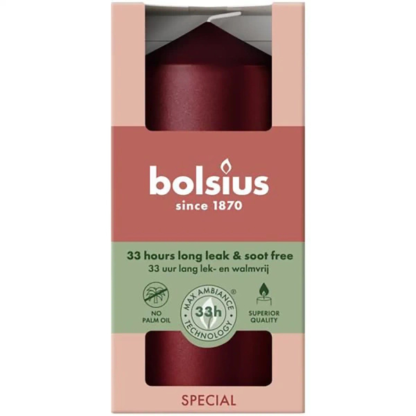 Bolsius Essentials candela a colonna metallizzata 120/58 mm - Metallic Red