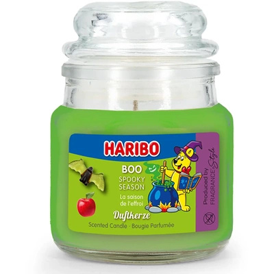 Haribo malá vonná sviečka v skle 85 g - Boo Halloween