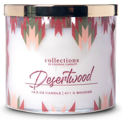 Colonial Candle Desert Collection sojų kvapioji žvakė stiklinėje 3 dagčiai 14,5 uncijos 411 g – Desertwood